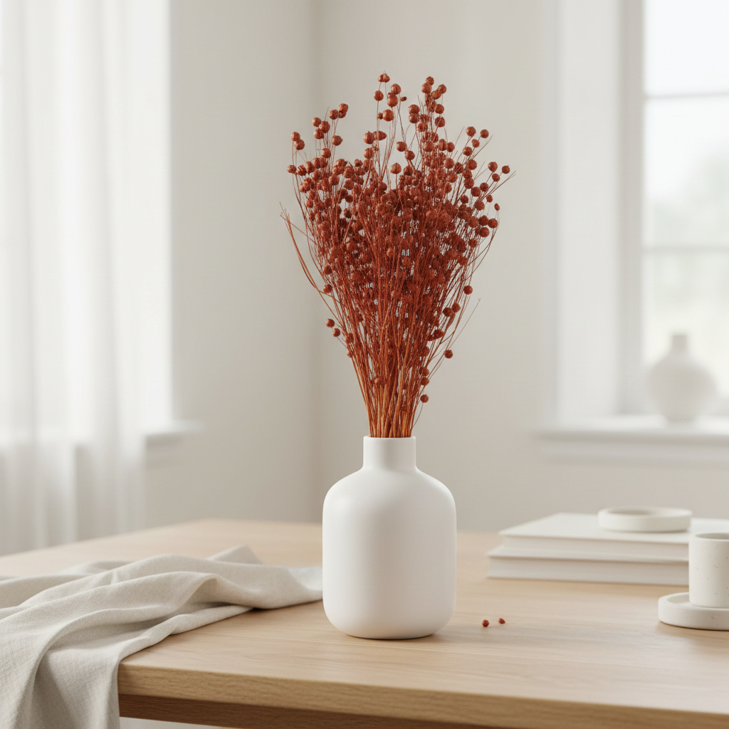 Sušený len terracotta – sušená květina do vázy a boho dekorací
